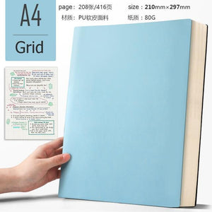 A4 Super Thick Notepad Notebook in Retro Colors - 416 pages Stationary Endmore. | A Life Well Designed. Blue Grid A4 
