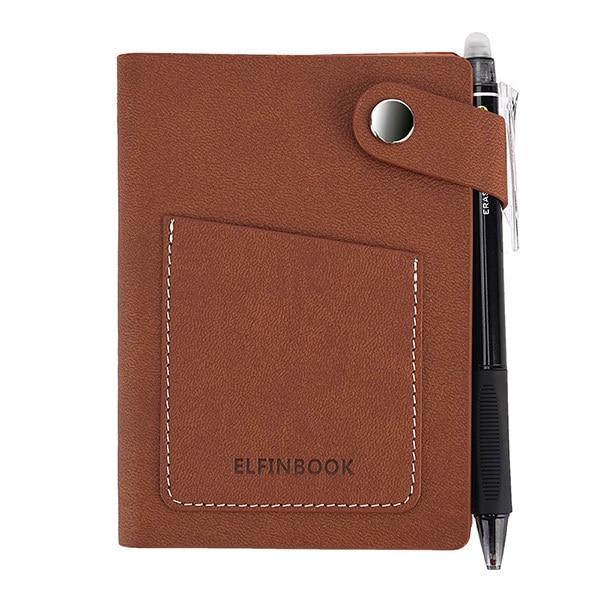 ElfinBook Mini Smart Reusable Faux Leather Notebook Stationary Endmore. | A Life Well Designed. Brown 9.5x13cm 