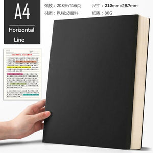 A4 Super Thick Notepad Notebook in Retro Colors - 416 pages Stationary Endmore. | A Life Well Designed. Black Horizontal A4 