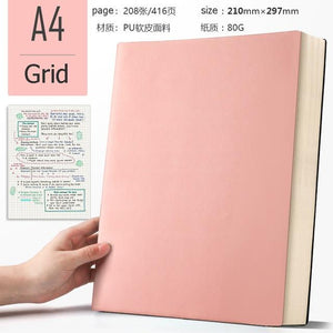 A4 Super Thick Notepad Notebook in Retro Colors - 416 pages Stationary Endmore. | A Life Well Designed. Pink Grid A4 