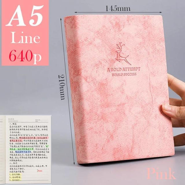 A5 A6 & B5 Thick Blank book Leather Cover 80gsm 320 sheets - Various Colors Stationary Endmore. | A Life Well Designed. A5 Pink Line 