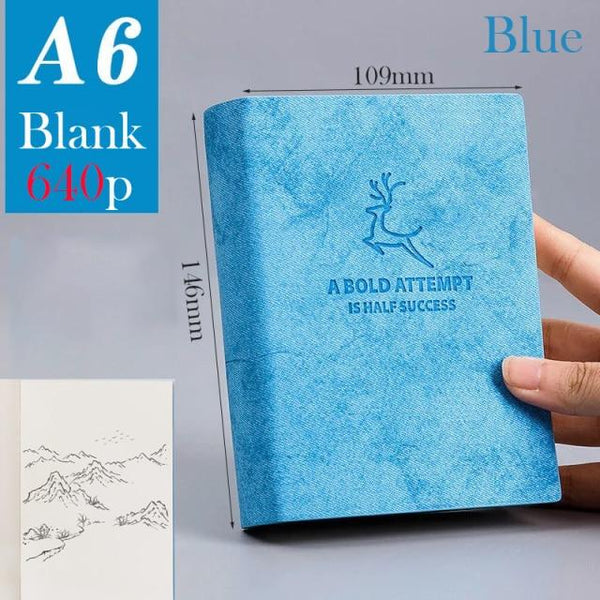 A5 A6 & B5 Thick Blank book Leather Cover 80gsm 320 sheets - Various Colors Stationary Endmore. | A Life Well Designed. A6 Blue Blank 