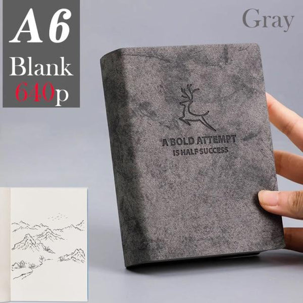 A5 A6 & B5 Thick Blank book Leather Cover 80gsm 320 sheets - Various Colors Stationary Endmore. | A Life Well Designed. A6 Gray Blank 