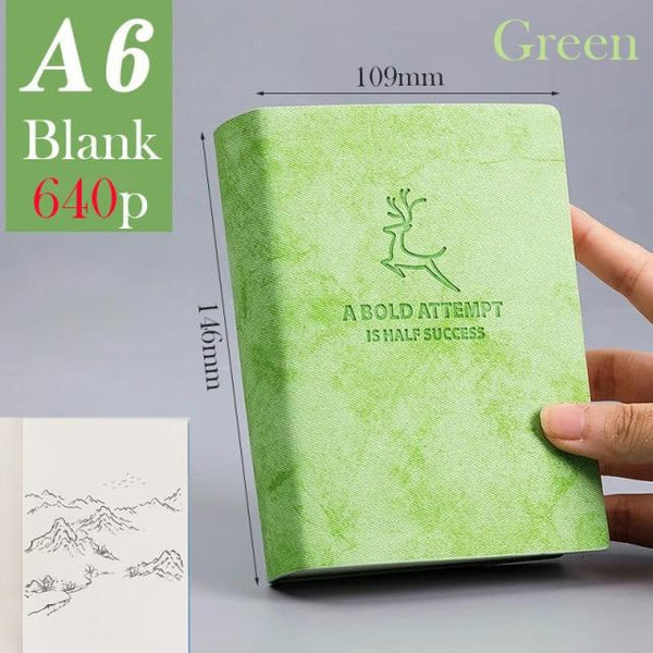 A5 A6 & B5 Thick Blank book Leather Cover 80gsm 320 sheets - Various Colors Stationary Endmore. | A Life Well Designed. A6 Green Blank 