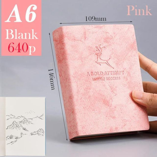 A5 A6 & B5 Thick Blank book Leather Cover 80gsm 320 sheets - Various Colors Stationary Endmore. | A Life Well Designed. A6 Pink Blank 