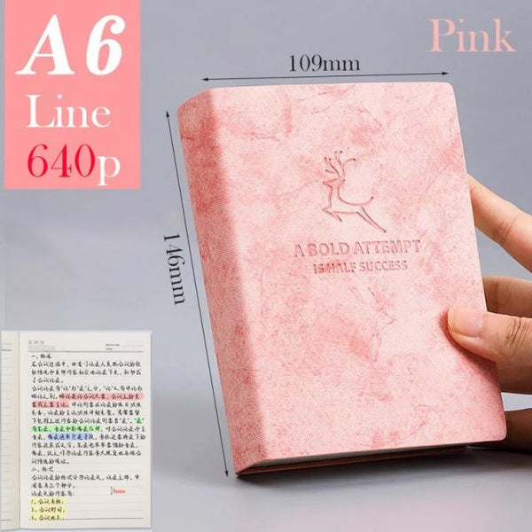 A5 A6 & B5 Thick Blank book Leather Cover 80gsm 320 sheets - Various Colors Stationary Endmore. | A Life Well Designed. A6 Pink Line 