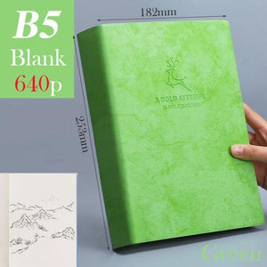 A5 A6 & B5 Thick Blank book Leather Cover 80gsm 320 sheets - Various Colors Stationary Endmore. | A Life Well Designed. B5 Green Blank 