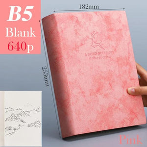 A5 A6 & B5 Thick Blank book Leather Cover 80gsm 320 sheets - Various Colors Stationary Endmore. | A Life Well Designed. B5 Pink Blank 