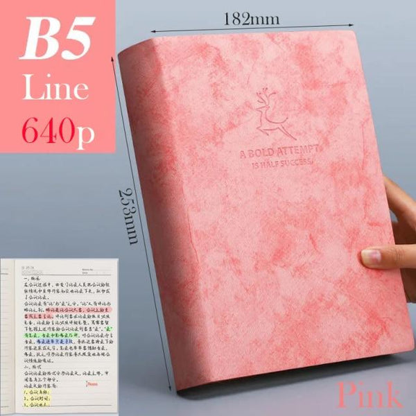 A5 A6 & B5 Thick Blank book Leather Cover 80gsm 320 sheets - Various Colors Stationary Endmore. | A Life Well Designed. B5 Pink Line 