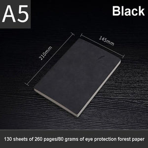 A5 Thick Soft Cover Notebook Planner & Agenda 2021 - 260 Pages Stationary Endmore. | A Life Well Designed. Black A5 