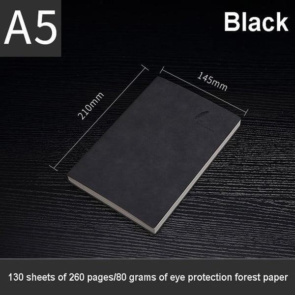 A5 Thick Soft Cover Notebook Planner & Agenda 2021 - 260 Pages Stationary Endmore. | A Life Well Designed. Black A5 
