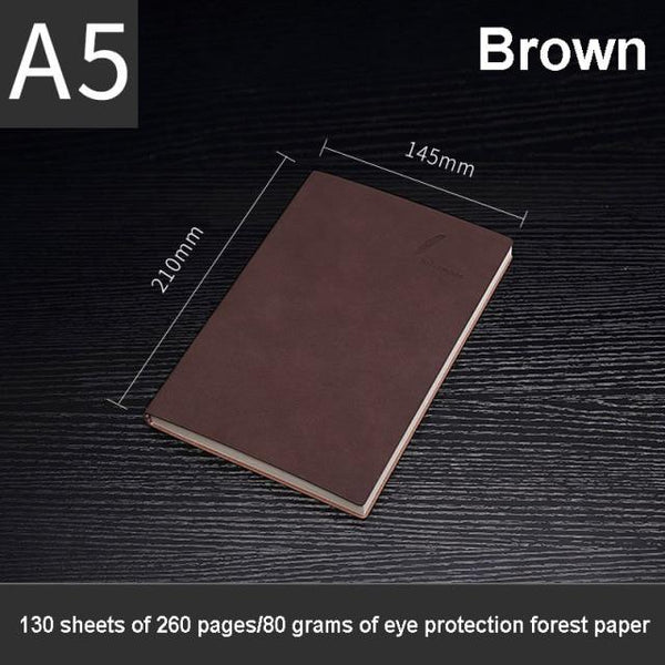 A5 Thick Soft Cover Notebook Planner & Agenda 2021 - 260 Pages Stationary Endmore. | A Life Well Designed. Brown A5 