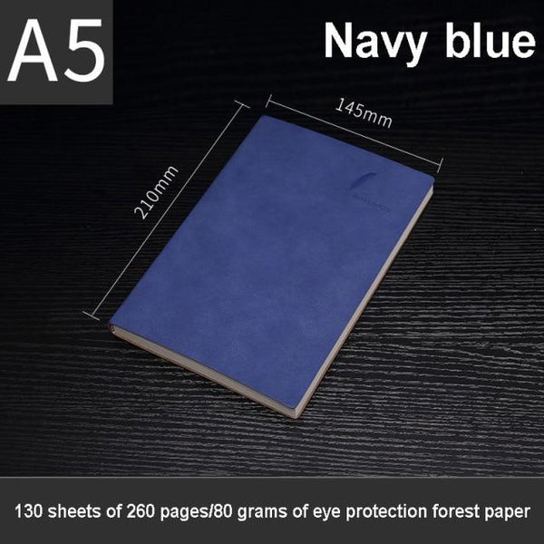 A5 Thick Soft Cover Notebook Planner & Agenda 2021 - 260 Pages Stationary Endmore. | A Life Well Designed. Navy blue A5 