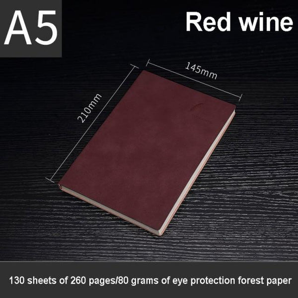 A5 Thick Soft Cover Notebook Planner & Agenda 2021 - 260 Pages Stationary Endmore. | A Life Well Designed. Red wine A5 