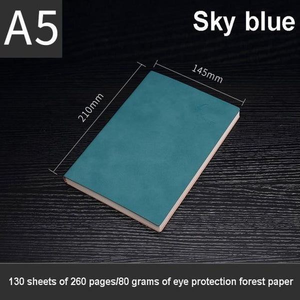 A5 Thick Soft Cover Notebook Planner & Agenda 2021 - 260 Pages Stationary Endmore. | A Life Well Designed. Sky blue A5 