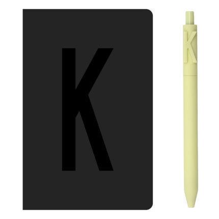 A6 Alphabet Notebook & Letter Pen Set 0.5mm Stationary Endmore. | A Life Well Designed. K A6 