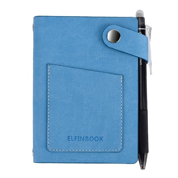 ElfinBook Mini Smart Reusable Faux Leather Notebook Stationary Endmore. | A Life Well Designed. Blue 9.5x13cm 