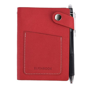 ElfinBook Mini Smart Reusable Faux Leather Notebook Stationary Endmore. | A Life Well Designed. Red 9.5x13cm 