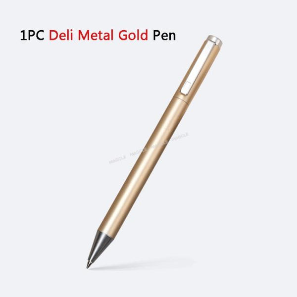 Fizz Aluminum Alloy Metal Gel Pen w/ Refill 0.5MM Black Ink Stationary Endmore. | A Life Well Designed. Deli Gold 