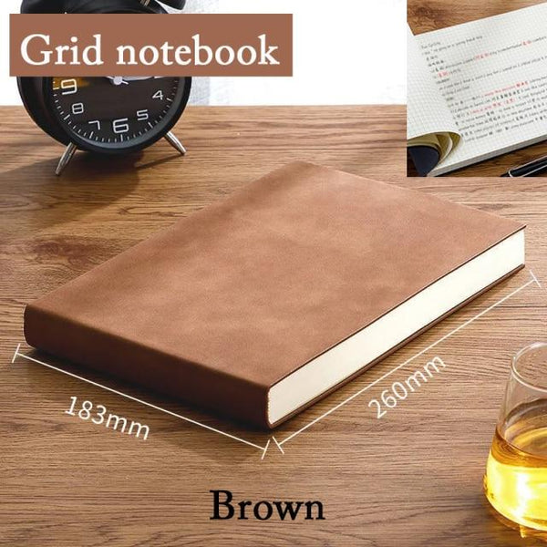 Horizontal B5 Notebook Stationary Endmore. | A Life Well Designed. Brown grid 