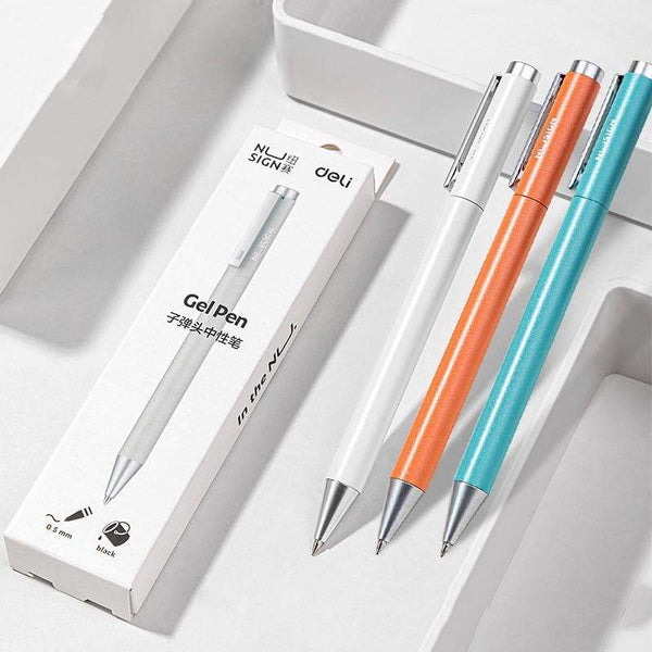 Nusign Metal Gel Pen 0.5MM w/ Refill - White Orange Blue Stationary Endmore. | A Life Well Designed. 