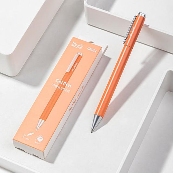 Nusign Metal Gel Pen 0.5MM w/ Refill - White Orange Blue Stationary Endmore. | A Life Well Designed. Orange 
