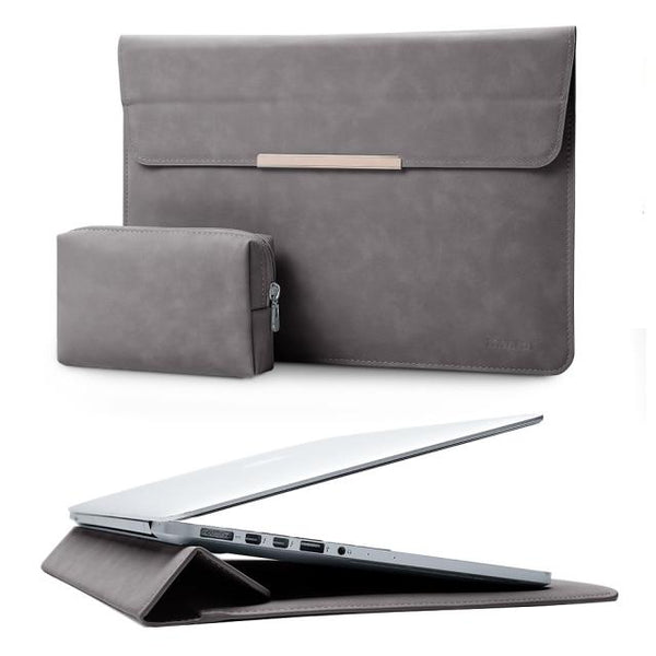 Soft Touch Laptop Sleeve Stand & Bag - For MacBook Pro Air 13 Cases Endmore. | A Life Well Designed. Deep Gray 